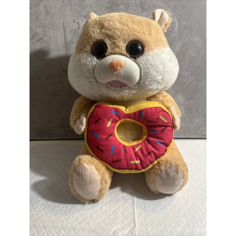 Peek-A-Boo Hilary The Hamster Pink Sprinkles Donut Stuffed Animal Plush 14" Toys